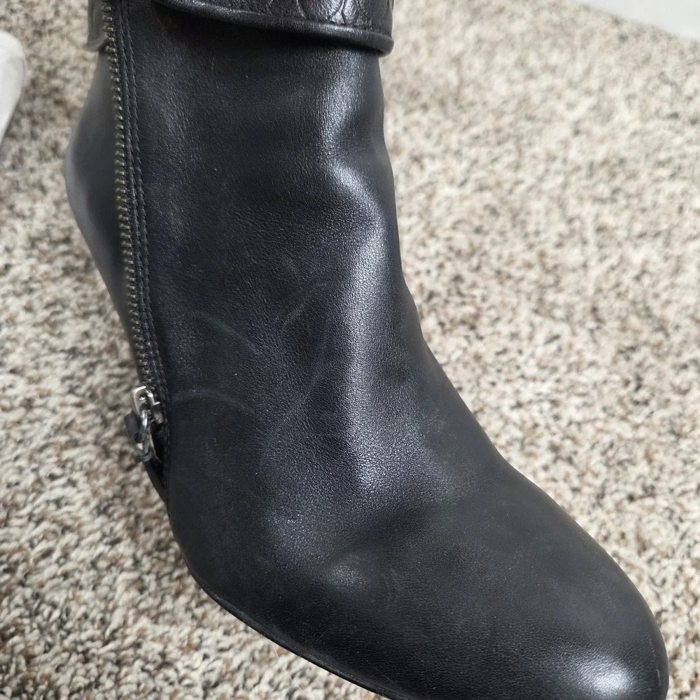 Coach Black Fold over High Heel Boots‎ Embossed Womens Size 11M